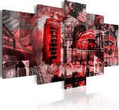 Schilderij - Londen collage, Rood, 5luik, premium print