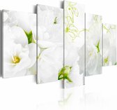 Schilderij - Natuurlijk wit, bloem , 5 luik