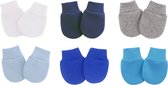 6 paires - Moufles anti-rayures Bébé - Mix Blauw gris - Moufles anti-rayures 0-2 mois