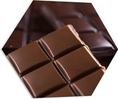 PVC Schuimplaat Hexagon - Brokken van Verschillende Smaken Chocolade - 60x52.2 cm Foto op Hexagon (Met Ophangsysteem)