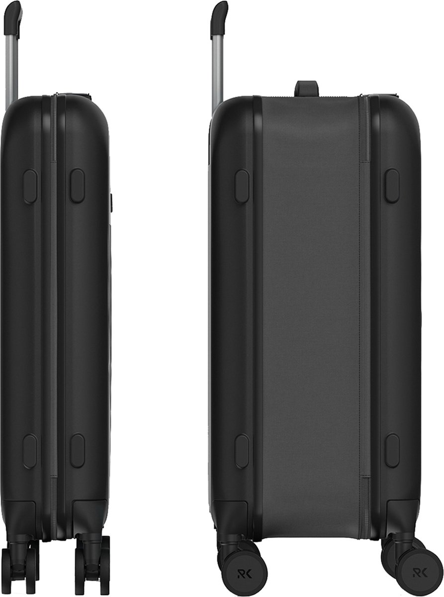 Rollink Vega 360 opvouwbare 4-wielige trolley M 65 cm - Harde bagage - TSA slot - black