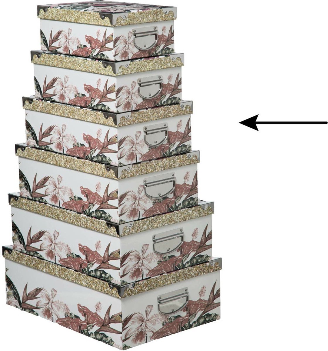 5Five Opbergdoos/box - 2x - wit - L36 x B24.5 x H12.5 cm - Stevig karton - Junglebox
