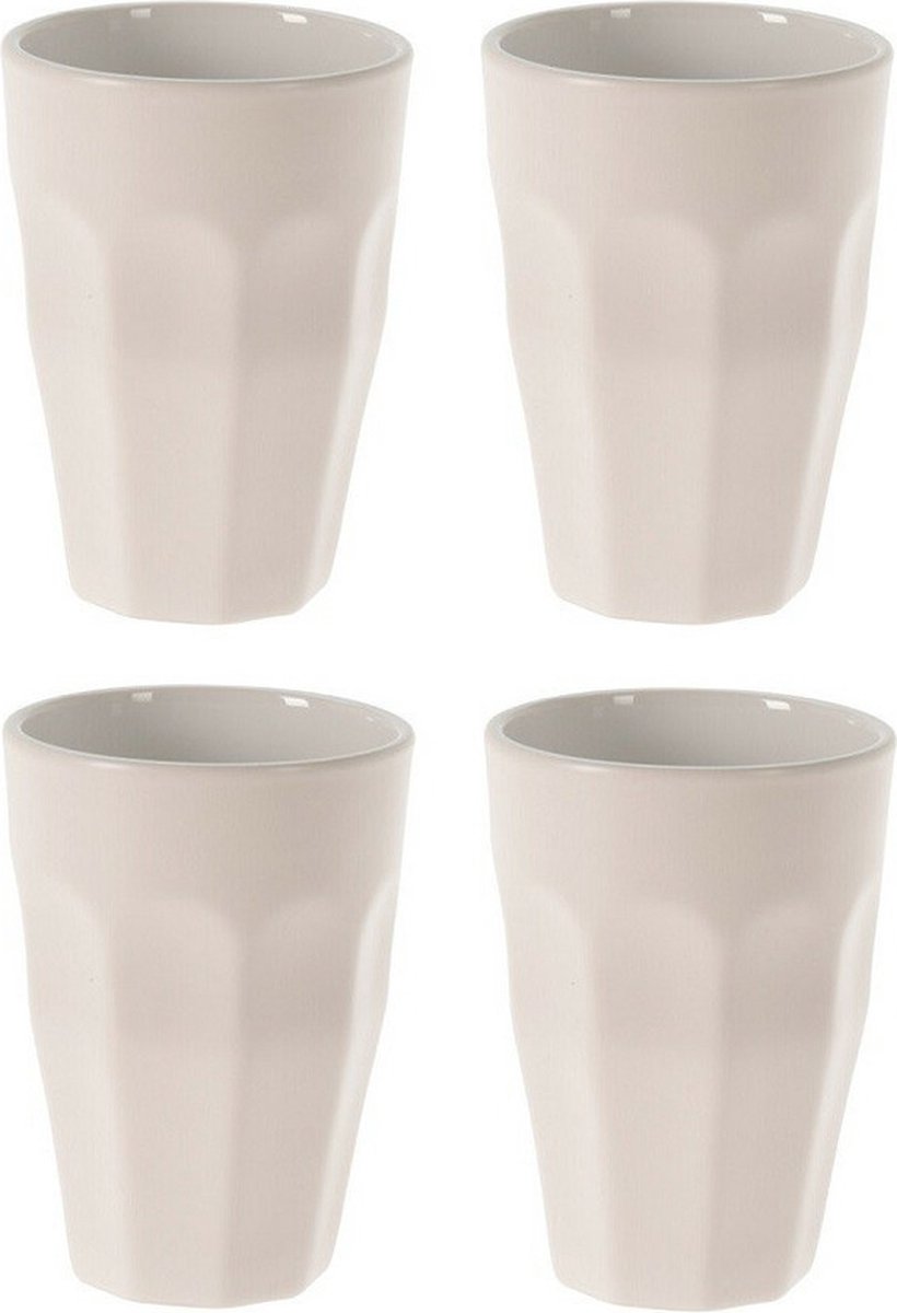 Excellent Houseware Thee/koffie mokken - 8x - wit- porselein - 330 ml