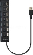 DrPhone SS3 7 Poorten USB 2.0 HUB - Multi Oplader - Adapter met aan/uit knop en led verlichting - Zwart