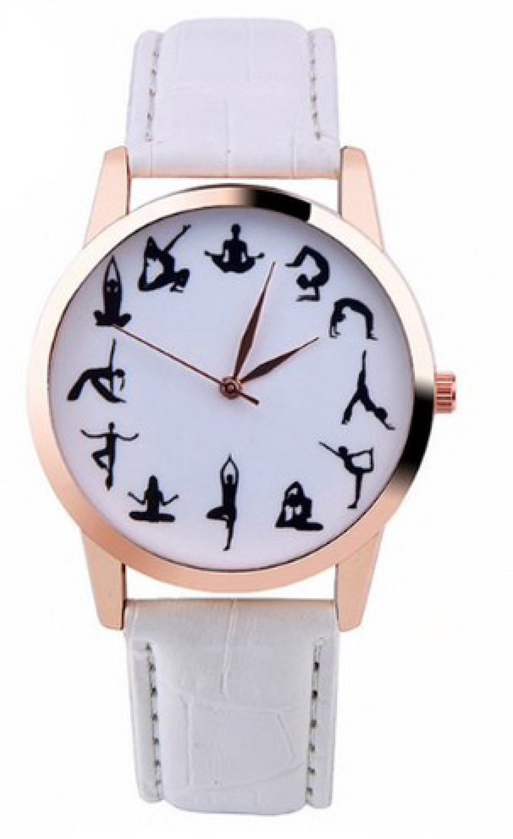 Hidzo Horloge Yoga Ø 37 mm - Wit - Kunstleer