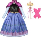 Prinsessenjurk meisje - Anna jurk - Prinsessen speelgoed - verkleedkleding meisje - Het Betere Merk - Lange roze cape - Maat 92/98 (100) - Carnavalskleding - Kroon - Toverstaf - Lange handschoenen - Verkleedkleren - Kleed