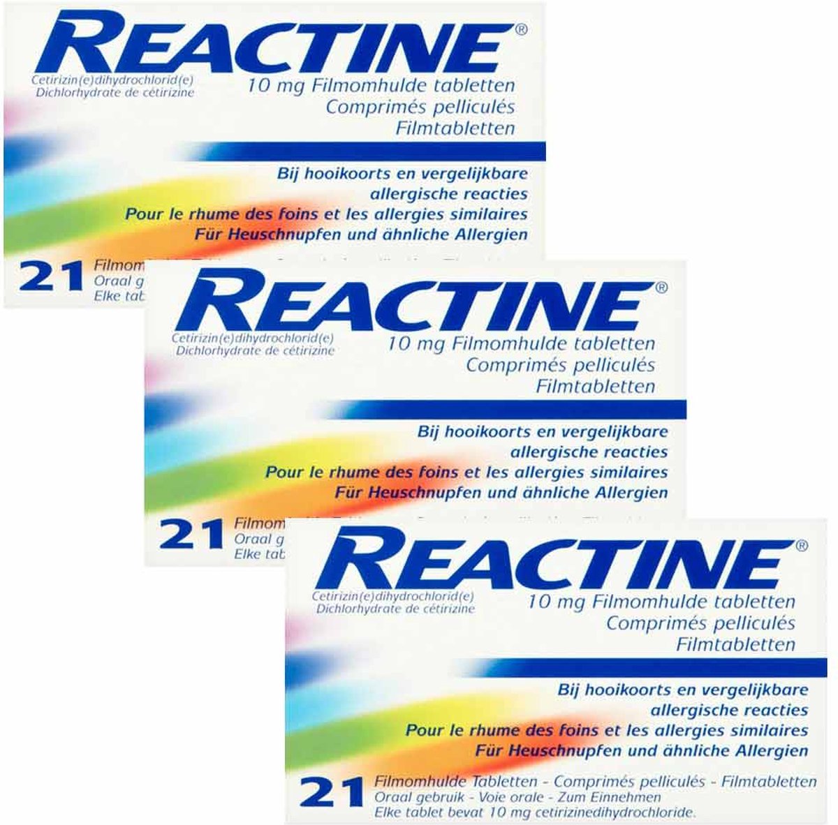 Reactine Allergietabletten Cetirizine 10 mg - 3 x 11 tabletten - Reactine