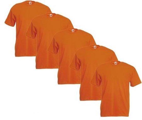Fruit of the Loom - 5 stuks Valueweight T-shirts Ronde Hals - Oranje - XL