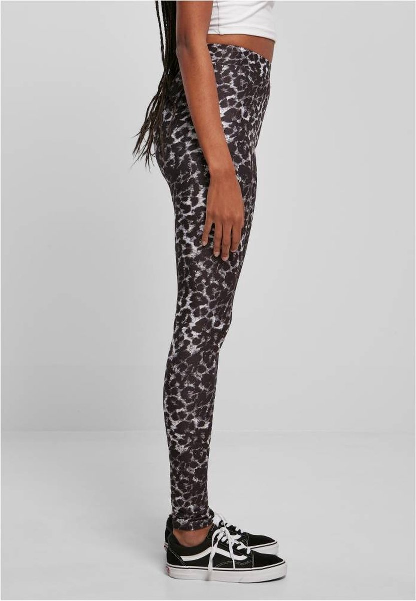 Urban Classics Legging AOP Femme - Legging Imprimé Organique Noir Blanc Stretch