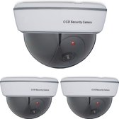 Relaxdays 3x dummy dome camera - nepcamera - knipperende led - binnen & buiten - wit