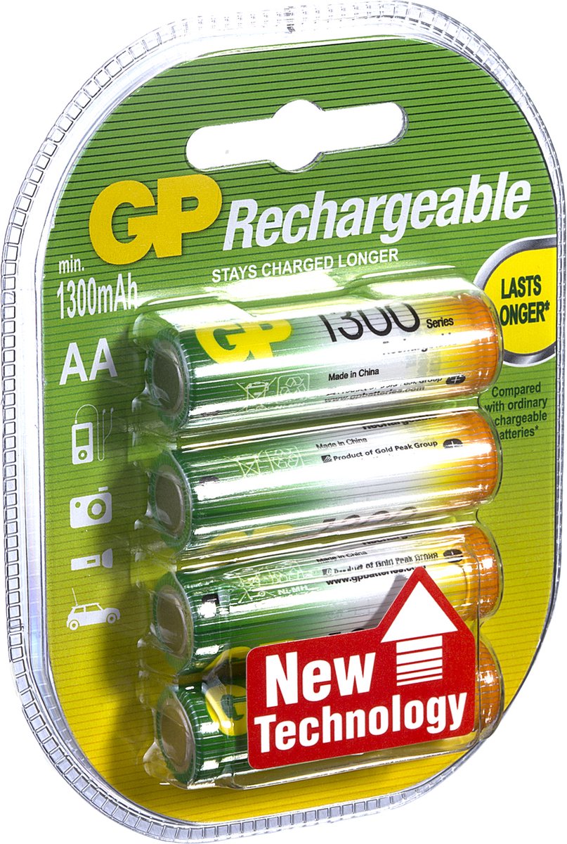 GP Batteries AA batterij Oplaadbaar GP NiMH 1300 mAh ReCyko 1,2V, 4 stuks