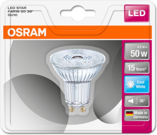 OSRAM LED-spot GU10 4,3 W equivalent aan 50 W koudwit | bol.com