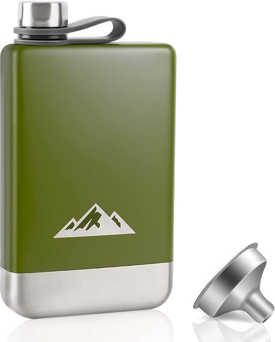 Outdoor Saxx® Roestvrijstalen heupfles in jerrycan-look, 150 ml met trechter, zilver