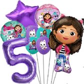 Gabby Poppenhuis Geïnspireerd Ballonen Set Verjaardag Versiering 5 jaar - 9 stuks Ballonnen Gaby Poppenhuis - Gabby Dollhouse Ballonnen Set - Gabby Dollhouse - Feestdecoratie - Folie Ballon - Kinderfeest - Helium Ballon - Dollhouse – Decoratie