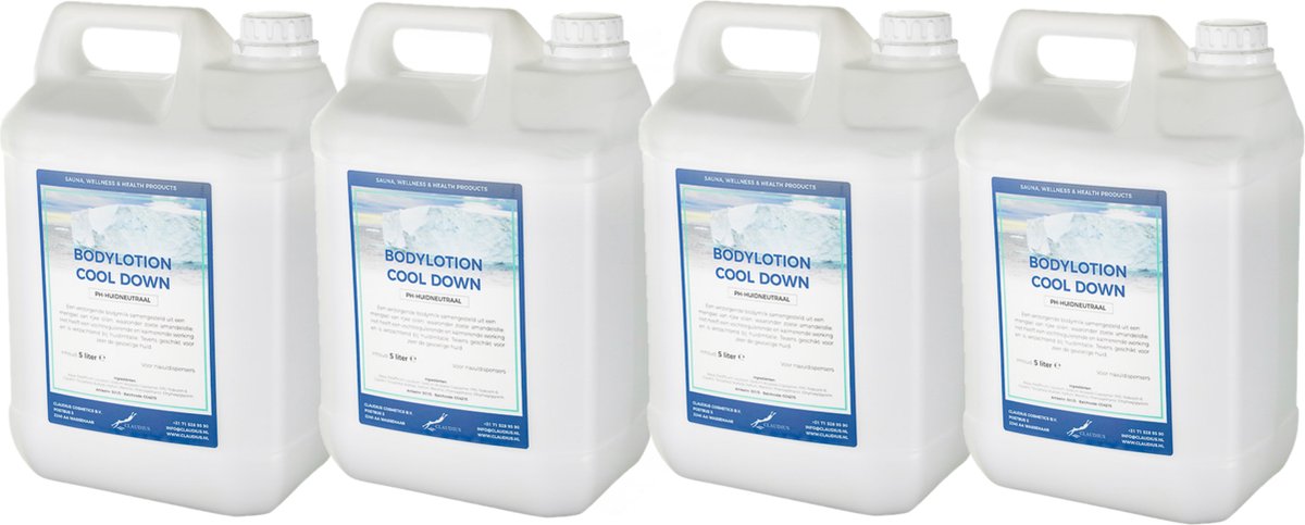 Bodylotion Cool Down 5 Liter - set van 4 stuks - navulling - Voordeelverpakking