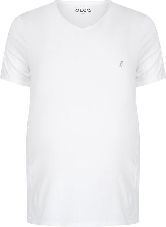 1XL 2pack T-shirt heren V-hals wit | Grote maten V-hals T-shirt | Buikmaat 120 -128 cm buikomvang | XL - 1XL