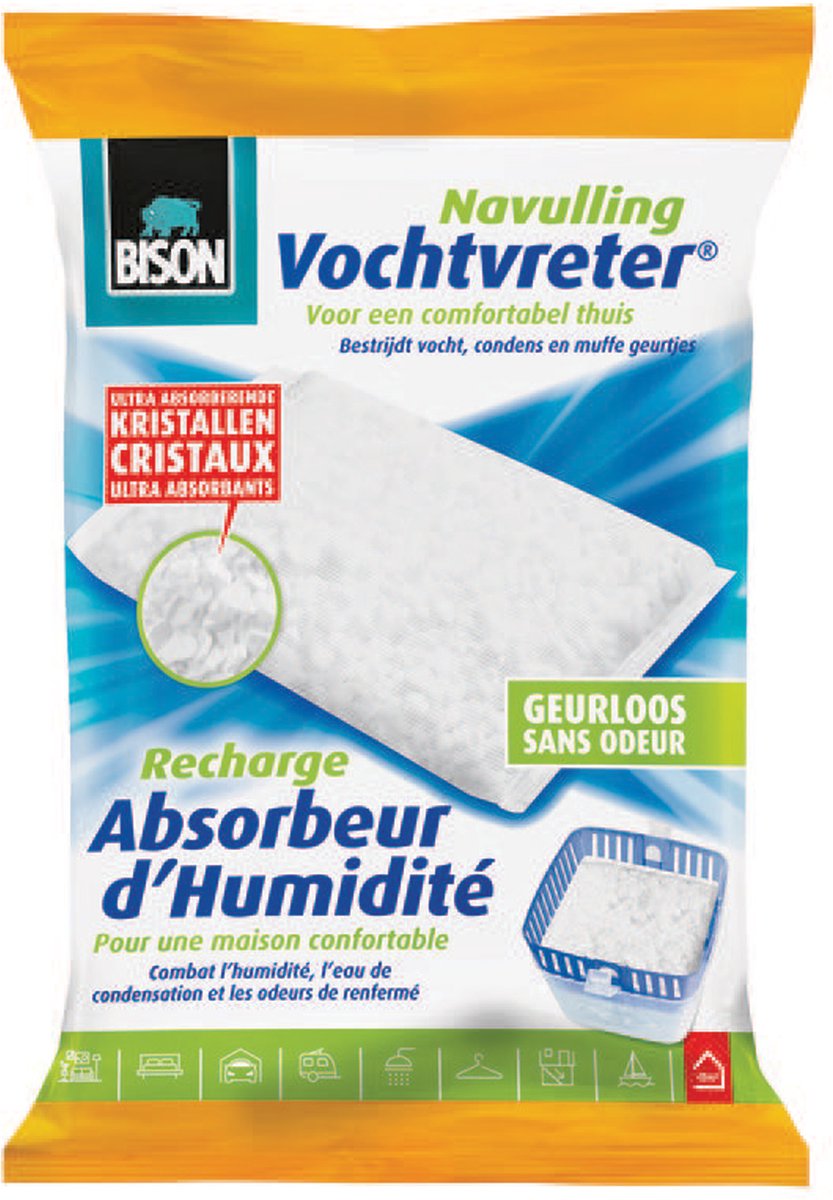 Bol.com Bison Vochtvreter® Navulzak Neutraal 450 g, geschikt voor Bison Vochvreter®, bestrijd hoge luchtvochtigheid, geen batter... aanbieding