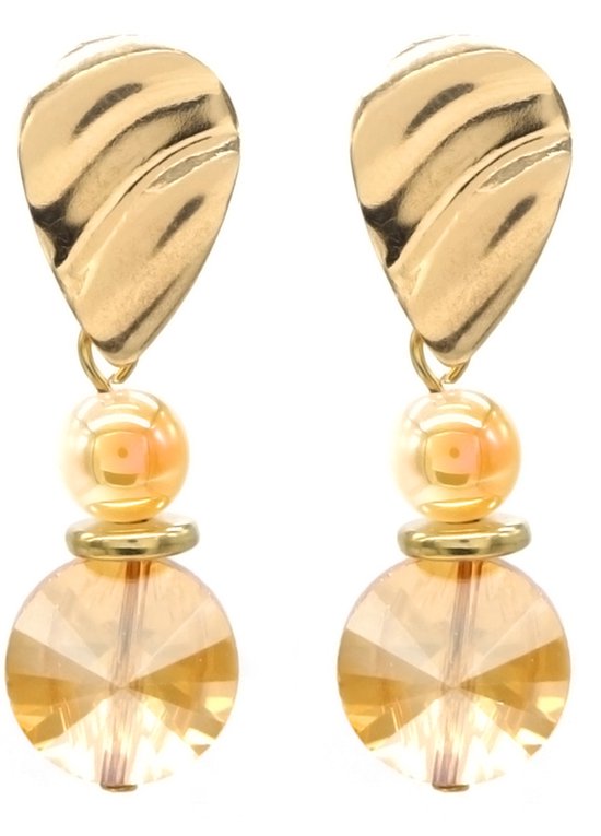 Boucles d'oreilles avec perles de verre - Boucles d'oreilles pendantes - 4 cm - Marron