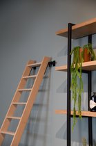 Molenaarstrap beuken - Hoogslaper trap beuken (meubelmakerstrap) - Steektrap beuken (meubelmakerstrap) - Houten zoldertrap beuken (meubelmakerstrap) - Bibliotheektrap van beukenhout | Aantal treden (hoogte in cm): 8 treden (152 cm)