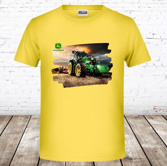Trekker shirt kind John Deere geel -James & Nicholson-134/140-t-shirts jongens