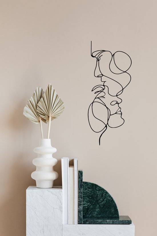 Line art - Metalen wanddecoratie - industrieel - woonkamer - Room decor - Wandbord - Koppel - Wall art - 50cm