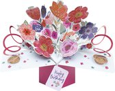 3D Pop-up wenskaart met envelop – Happy Birthday - Flowers