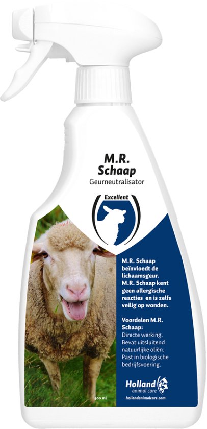 M.R. Schaap Geurneutralisator spray met afbeelding van schaap. Bevat 500 ml.