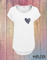 Shirt met print "Panter hart blauw" | wit / XL (42-44)