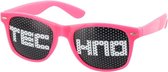 TECHNO Bril - TECHNO Zonnebril - Bril met Tekst - Pinhole Zonnebril - Sticker Bril - Roze