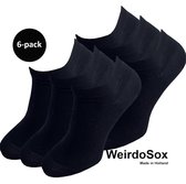 WeirdoSox Chaussettes baskets sans couture en Bamboe Zwart - Anti sueur - Anti bactérien - Femme et homme - 6 Paires - Taille 39/42