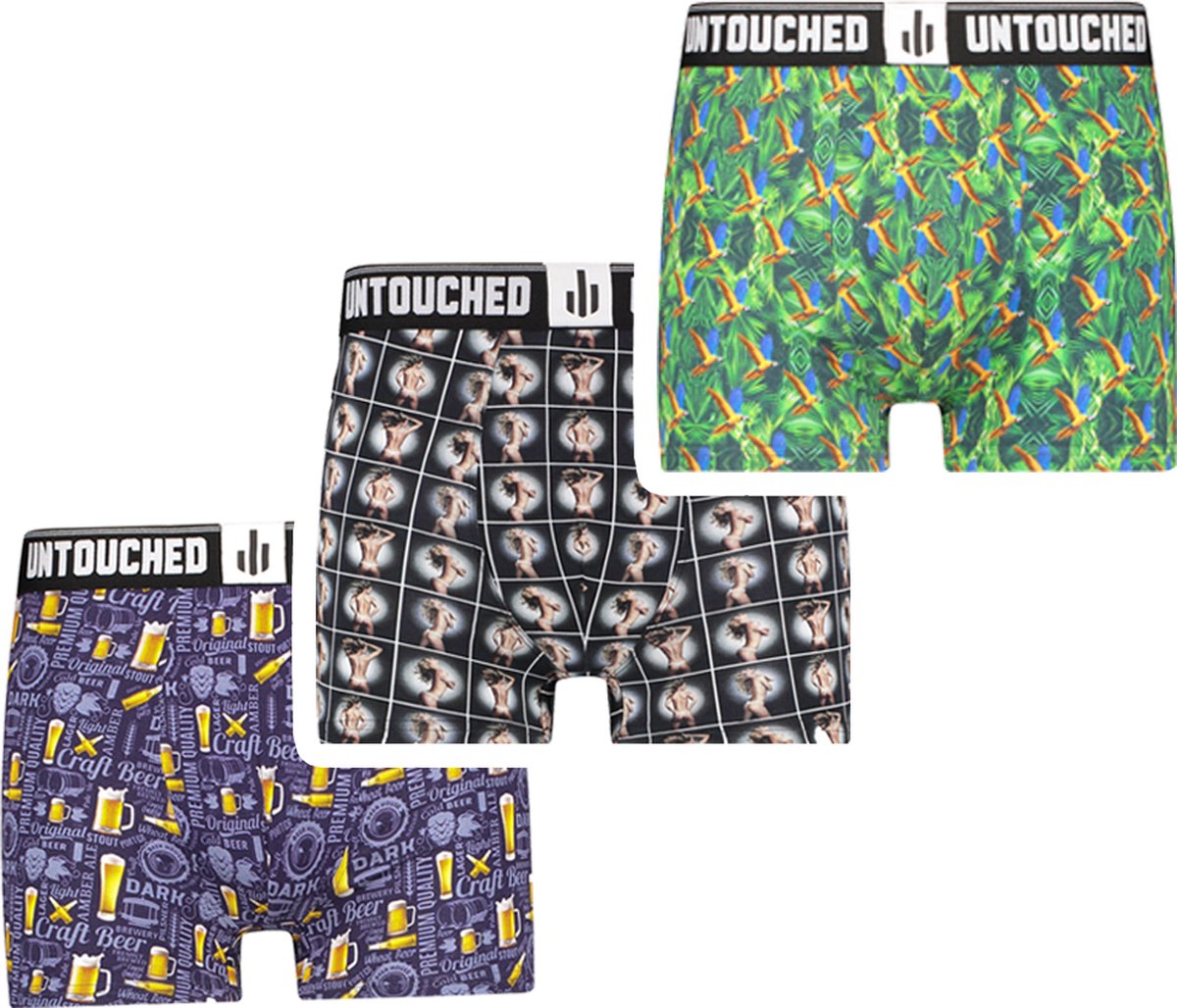 Untouched boxershort heren - heren ondergoed boxershorts - cadeau voor man - duurzaam - 3Pack Boxershorts L