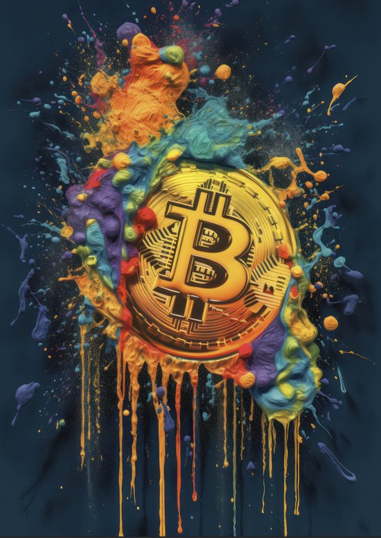 Bitcoin Poster - Crypto - Abstract Kunst - 51x71 - Geschikt om in te lijsten