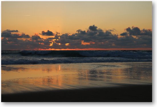 Zee met ondergaande zon - Fotoposter