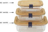 Lunch box en Verres avec couvercle en bambou 520ml 17,3 x 5,7 x 12,6 Homedecofactory