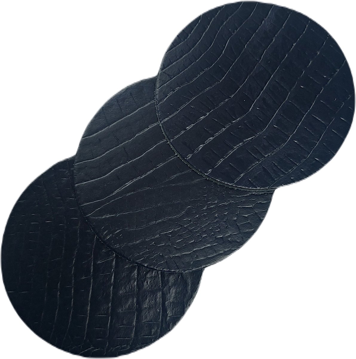 Leren Onderzetters | Luxe Onderzetters Voor Glazen | Set van 9 stuks | 100% Echt Leer | Kleur: Donker Blauw