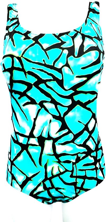 Badpak- Nieuwe Collectie Luxe Dames Bikini & Badmode- Corrigerend Sexy Zwempak- Ocean Blauw met zwart details- Maat 42