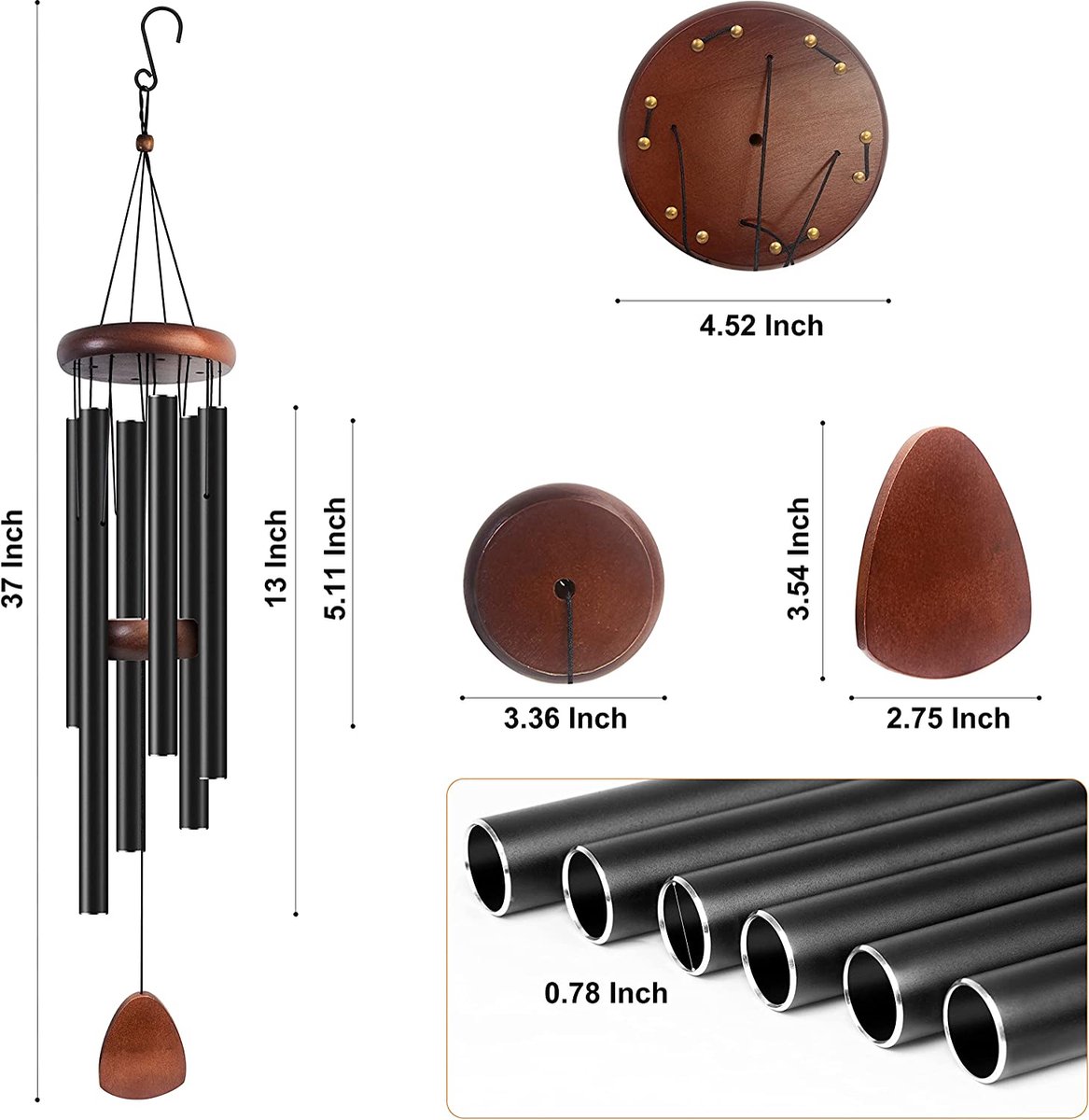 Carillon Éolien En Aluminium, 50 Pièces, Tuyau De Bricolage, Tube