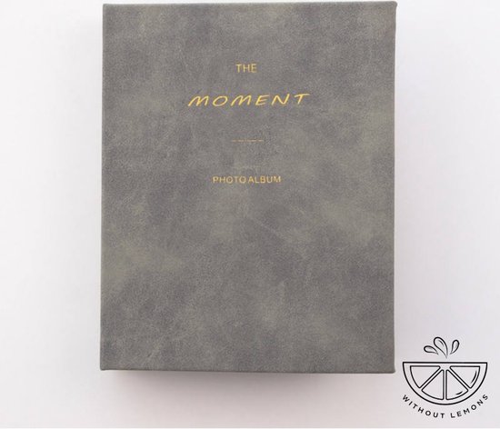 Mini Fotoalbum The Moment - 64 Foto's - Fotoboek - Memories - Grijs - PU Leer Cover - Geschikt voor (o.a.): Instax Mini 7s / 8 / 9 / 11 / 25 / 90 / Link / SP-2 / Liplay / Film Polaroid | Fotoboek Foto - Mini album