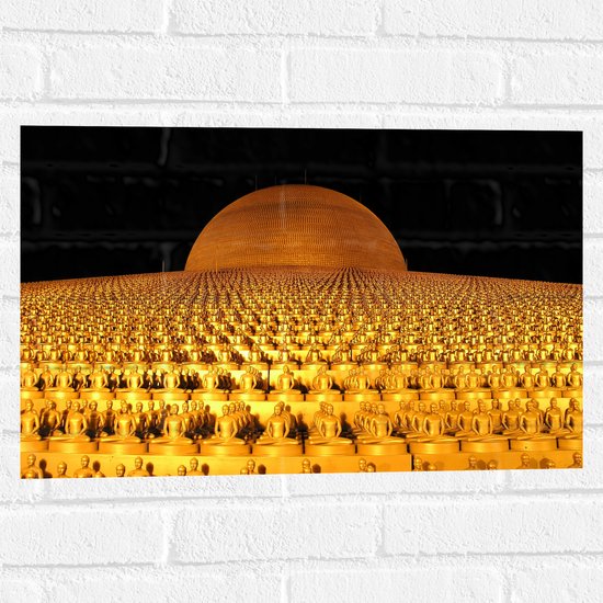 Muursticker - Gouden Dhammakaya Tempel Vol met Boeddha's - 60x40 cm Foto op Muursticker