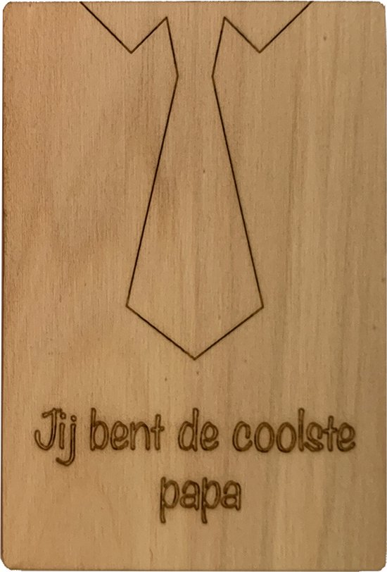 Woodyou - Houten wenskaart - Jij bent de coolste papa - Berk 3mm