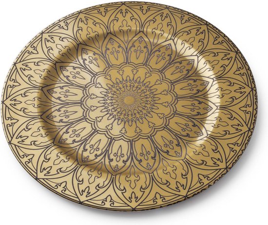 Decoratief Bord - Goud Met Sier - 33x2 cm