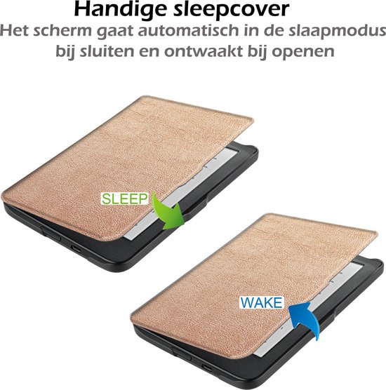 Hoesje Geschikt voor Kobo Clara HD Hoes Book Case - eReader Hoes Geschikt voor Kobo Clara HD Hoesje Book Cover - Rosé Goud van Merkloos — afbeelding 4
