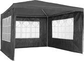 tectake® - Paviljoen 3x3m - Tent groot, waterdicht, voor tuin en camping - Tuinpaviljoen, partytent, evenemententent, partytent - 3 zijwanden met ramen - Incl. haringen - grijs