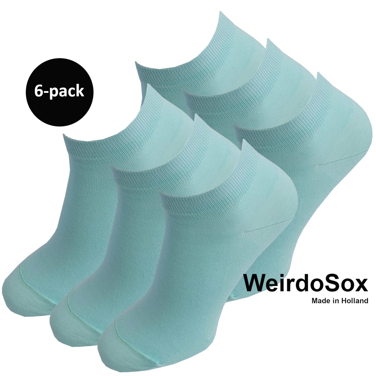 WeirdoSox Bamboe naadloze sneaker sokken Mint Groen - Anti zweet - Anti bacterieel - Dames en heren - 6 Paar - Maat 39/42