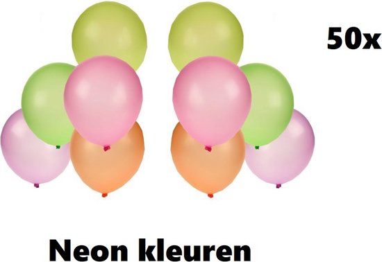 50x Ballon couleurs fluo assorties 25cm - Ballons fête à thème festival  party fun