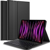 Hoes met toetsenbord geschikt voor iPad Pro 12.9 - 2018 / 2020 / 2021 / 2022 - Keyboard Book Case Cover Hoesje Zwart