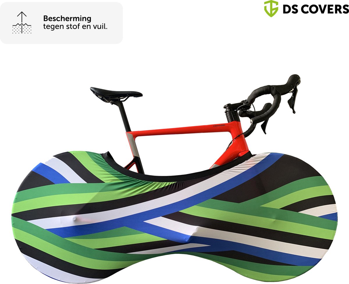 WHEEL fietssok van DS COVERS – Indoor – Stofvrij – Ademend – Stretch fit – Universeel MTB of Racefiets – kleur striped