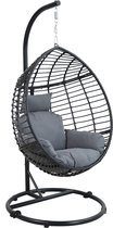 Bestgarden Hammock Chair Egg Wicker - Mobilier de jardin - Grijs - Zwart