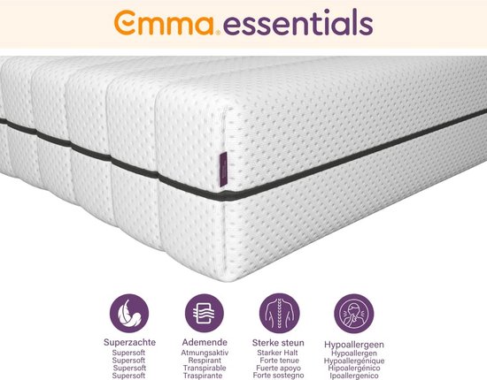 Emma Essentials Comfort Matras - 80x200 cm, ergonomische matras - 16cm hoog  - Ademend... | bol.com