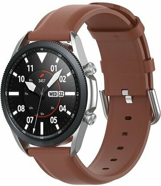By Qubix - Geschikt voor Garmin bandje - Geschikt voor Garmin Forerunner 970 / 570 (47mm) / 255 - Classic leren bandje - Bruin - Smartwatch bandje 22mm